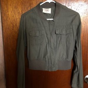 green cropped jacket